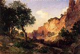 Trail Paintings - The Grand Canyon Hance Trail by Thomas Moran